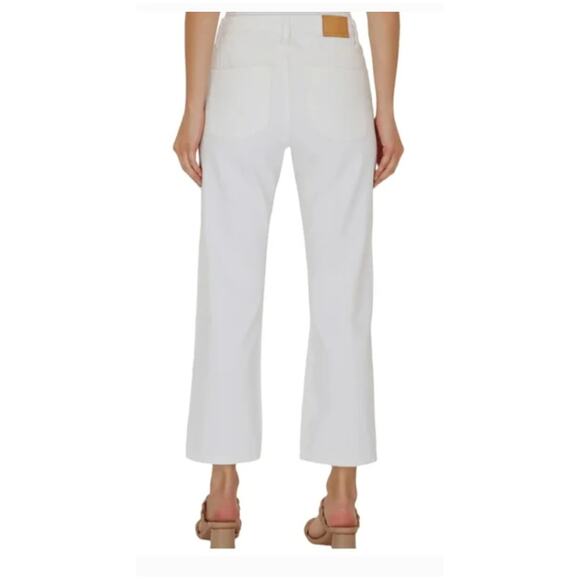 Avec Les Filles Womens Denim Jeans Crop Flare Size 31 Antique White Designer - Picture 2 of 11